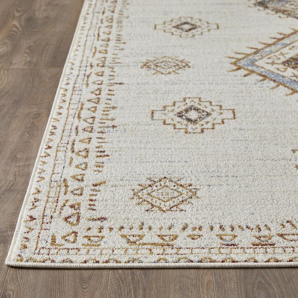 Alsbrooke Temarnie Cream 9 ft. 10 in. x 12 ft. 10 in. Tribal Polypropylene Area Rug
