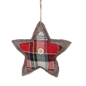 4.5 in. Plaid Star Shaped Plush Christmas Ornament