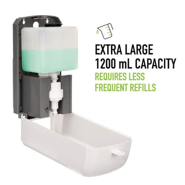 1200 ml. Wall Mount Automatic Gel Hand Sanitizer Soap Dispenser in White with Drip Tray (2-Pack)
