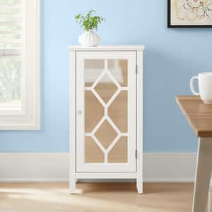Brisa Bright White Accent Cabinet with Single Mirrored Door