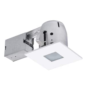 4 in. Square Shower White Matte Recessed Lighting Kit