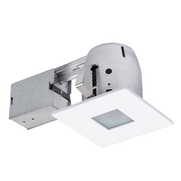 Globe Electric 4 in. Square Shower White Matte Recessed Lighting Kit