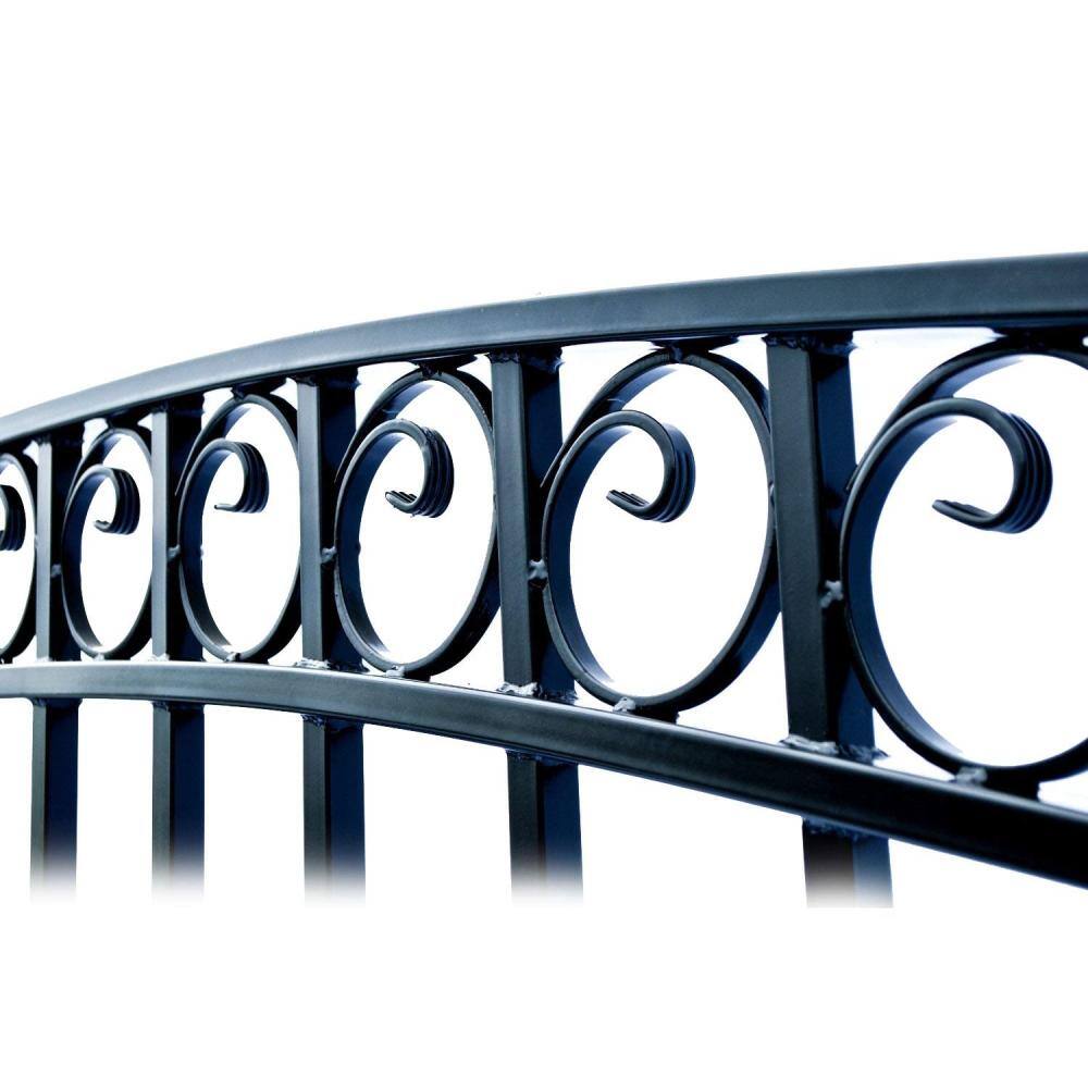 Paris Style Black Steel Sliding Driveway Gate with Pedestrian Gate