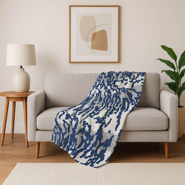 Premium Machine Washable ASB873 Navy 50 in. x 70 in. Sherpa Throw Blanket