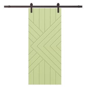 42 in. x 80 in. Sage Green Stained Composite MDF Paneled Interior Sliding Barn Door with Hardware Kit