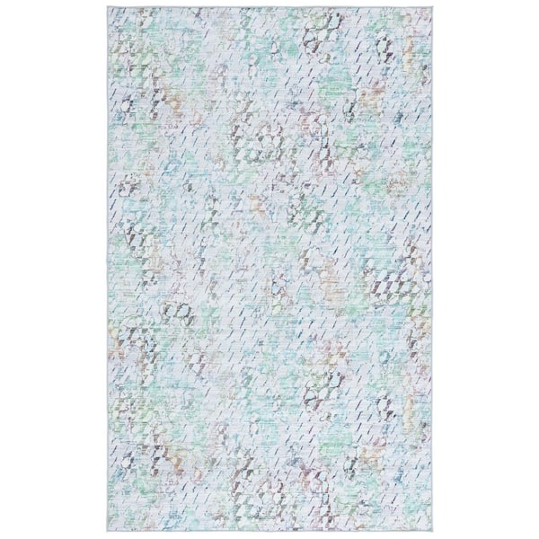 SAFAVIEH Malibu Gray/Green 5 ft. x 8 ft. Machine Washable Abstract Patchy Area Rug