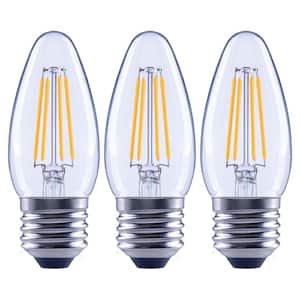 60-Watt Equivalent B11 Blunt Tip Dimmable Candle Medium Base Clear Glass LED Vintage Edison Light Bulb Daylight (3-Pack)