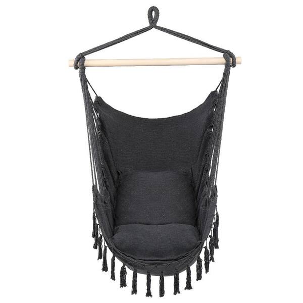 cenadinz 3.9 ft. Tassel Hammock Chair Hanging Rope Swing Seat with 2 Cushions