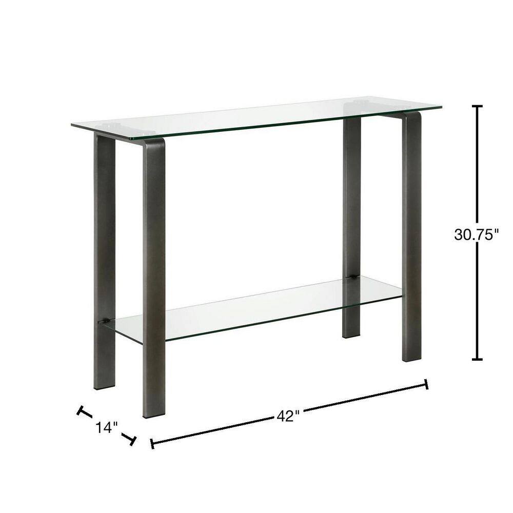 Asta 42'' Gunmetal Gray Glass Console Table with Storage