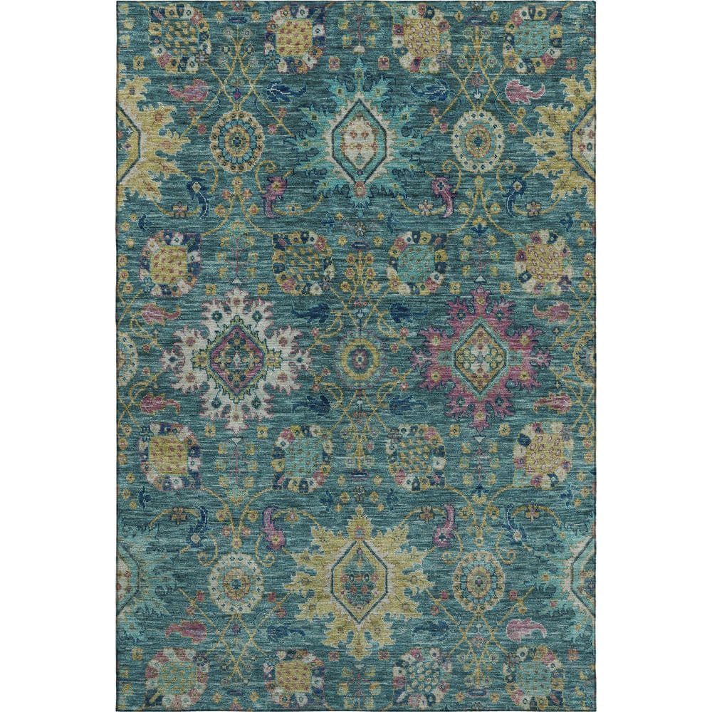 Mayfield Premium Machine Washable Abstract AMF2151 Teal 3 ft. x 5 ft. Area Rug price history on PriceWatchPro