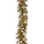 9 ft. Glittery Pomegranate Pine Garland with Clear Lights