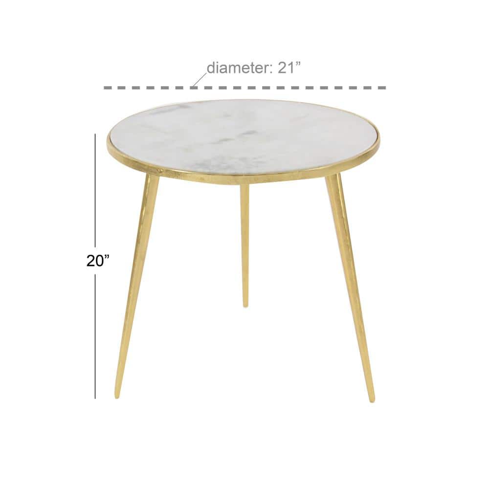 Elegant Gold & Marble Round Accent Table - 21" x 20"