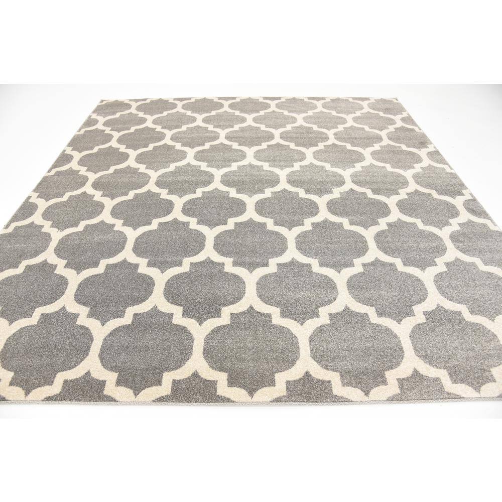 8' x 8' Dark Gray Trellis Square Area Rug