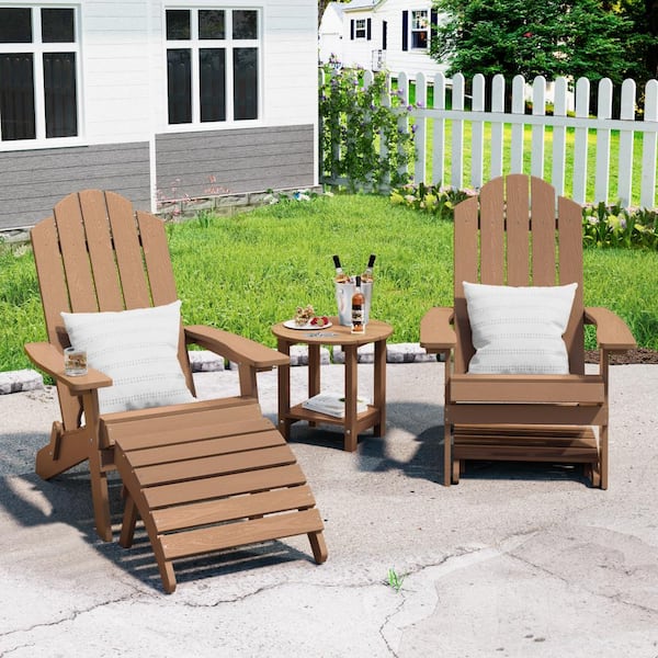 Teak Plastic Outdoor Folding Adirondack Ottoman