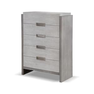 Burnett Stone Gray Modern 5-Drawer 37 in. Wide Chest of Drawers