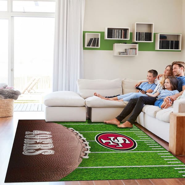 San Francisco 49ers Green Football Field 5X7 ft Washable Indoor Area Rug