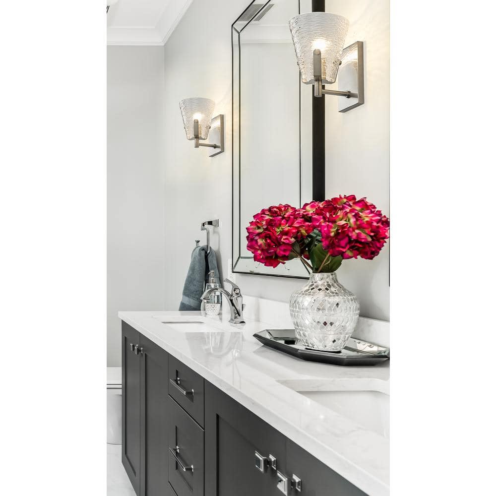 Analia Brushed Nickel and Glass 1-Light Wall Sconce