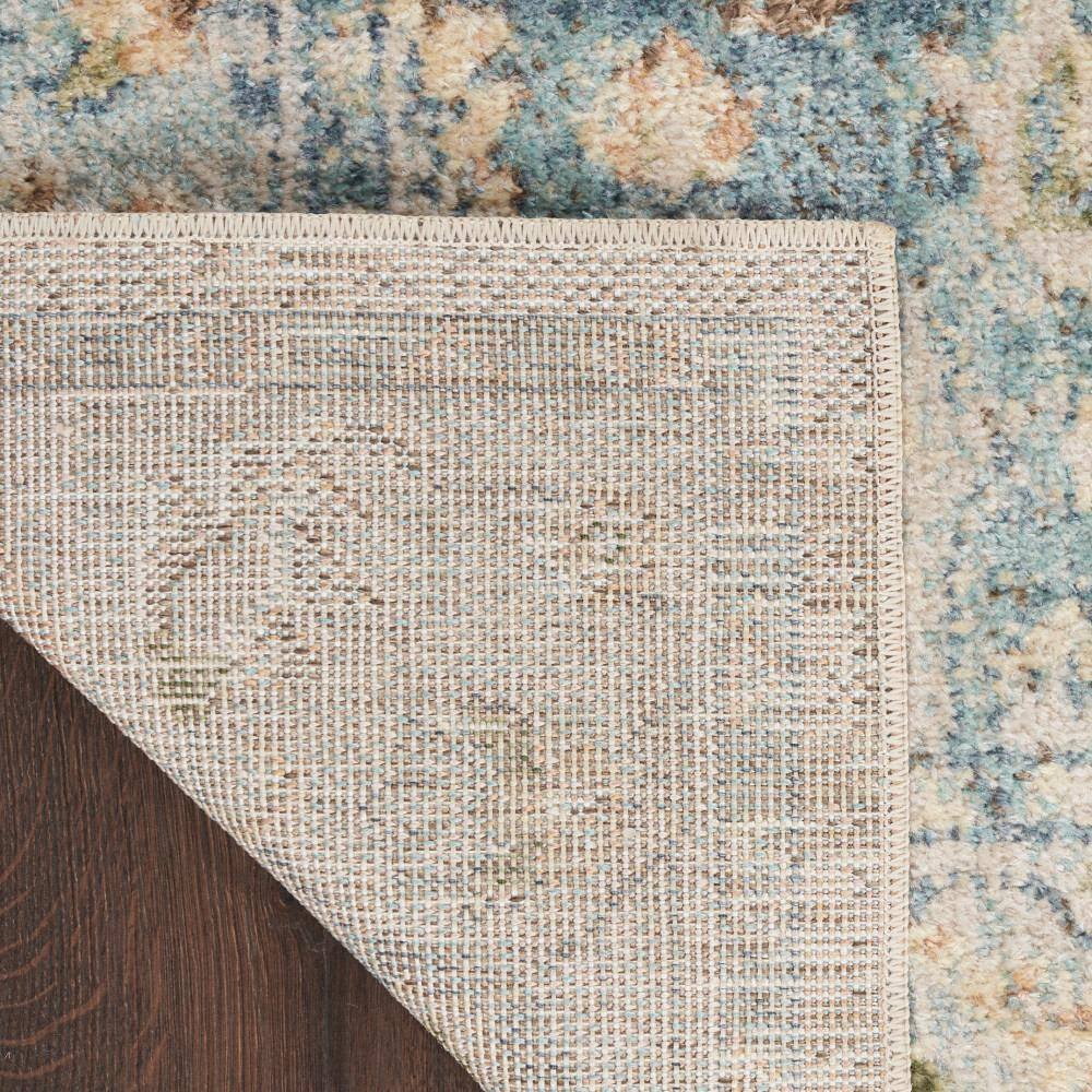 Beige Blue Synthetic Medallion Runner Rug 2'2" x 10'