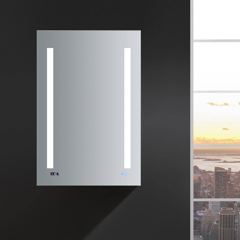 Elegant 24x36 Frameless LED Mirrored Medicine Cabinet with Digital Clock