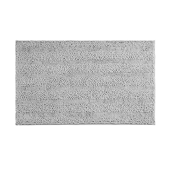 Astor with TPR Backing 27 in. x 45 in. Light Gray Solid Color Polyester Rectangle Bath Mat