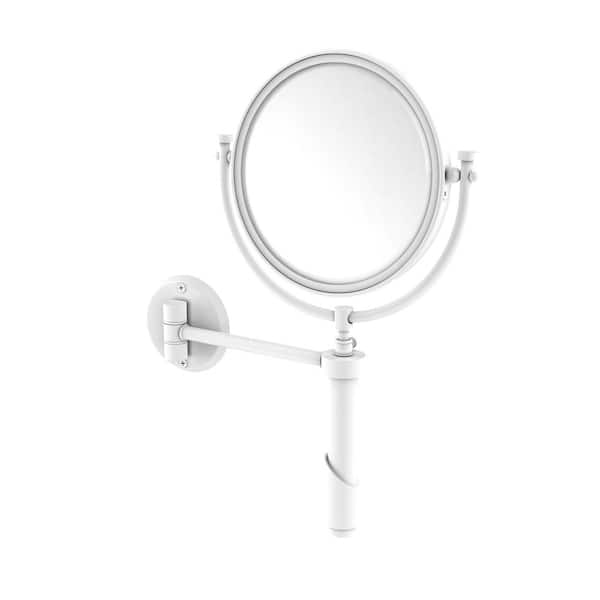 Allied Brass Tribecca 8in. W x 15in. H Round Framed  Wall Mounted Magnifying Bathroom Make-Up Mirror with 2X Mag. in Matte White