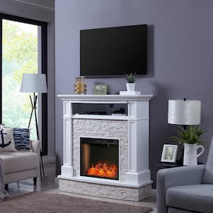 Bremma Alexa-Enabled Smart 48 in. Electric Smart Fireplace in White