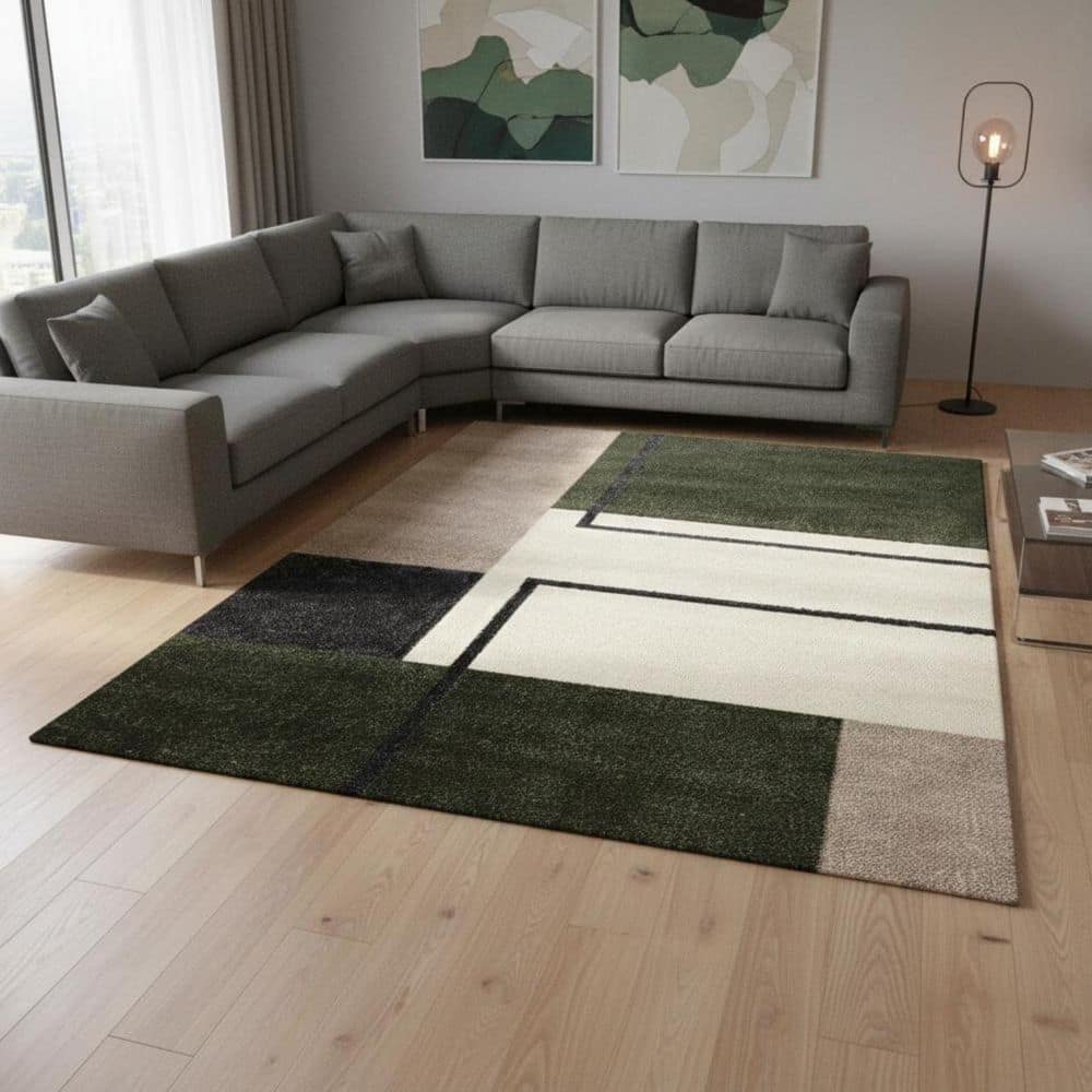 8' X 11' Green Black And Ivory Geometric Area Rug price history on PriceWatchPro