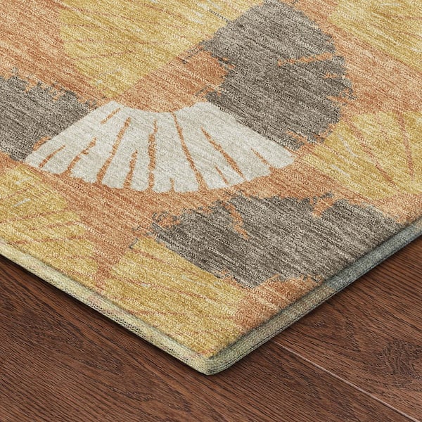 Mayfield Premium Machine Washable Abstract AMF2462 Copper 2 ft. x 3 ft. Accent Rug