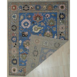 Blue Hand Knotted Wool Traditional Colorful Mahal Classic Rug, 8' X 10', Area Rug