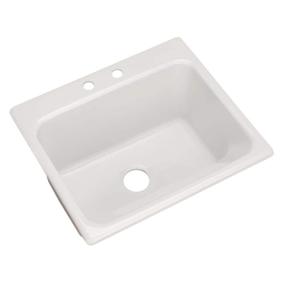 Thermocast Kensington Drop-In Acrylic 25 in. 2-Hole Single Bowl Utility ...