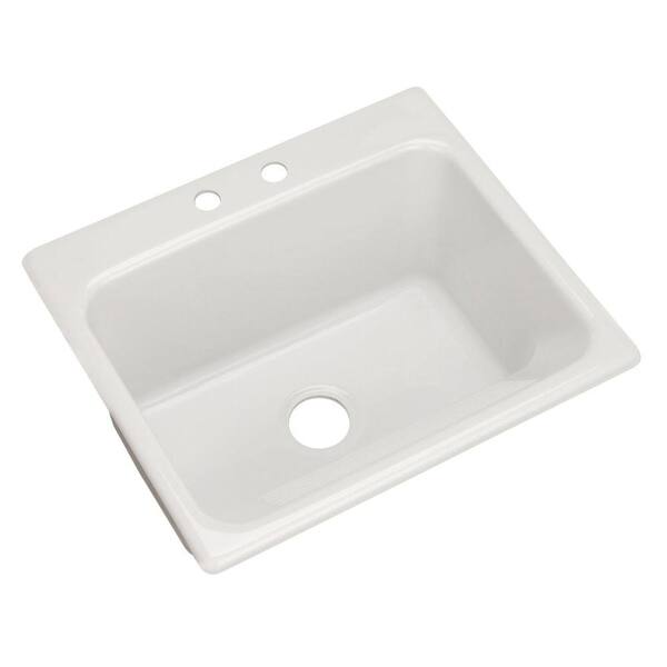 Thermocast Kensington Drop-In Acrylic 25 in. 2-Hole Single Bowl Utility Sink in White