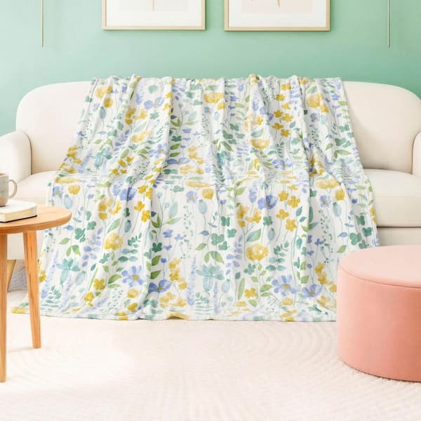 Talia Chambray Blue Oversized Plush Polyester Throw Blanket