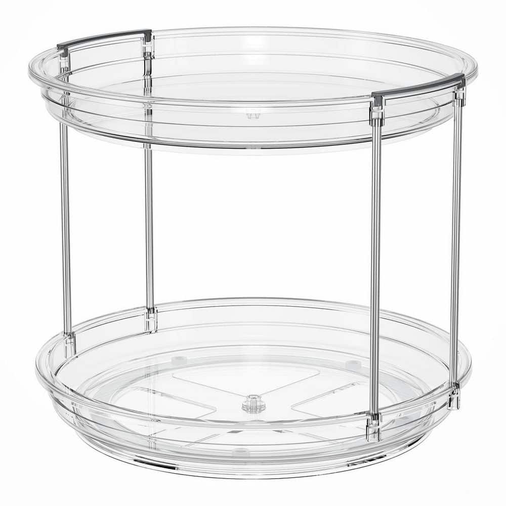 2-Tier Clear Metal Rods Rotating Double Shelf 360° Swivel Spice Organizer for Kitchen Countertop price history on PriceWatchPro