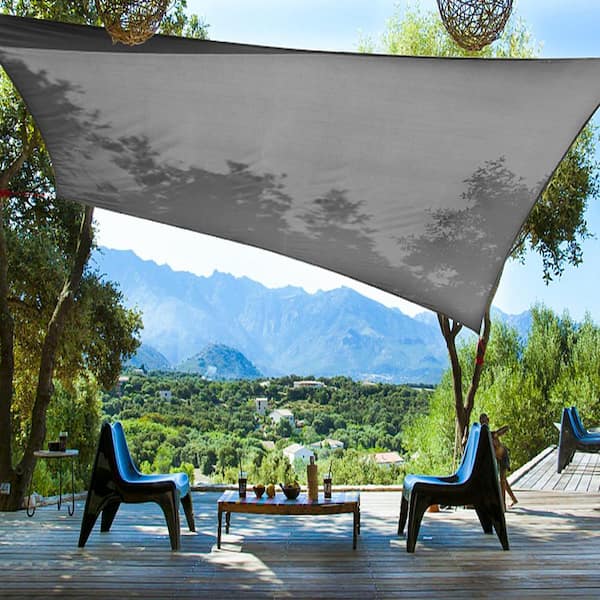 10 ft. x 10 ft. 185 GSM Dark Grey Square Sun Shade Sail, Water Permeable and UV Resistant, Patio Outdoor