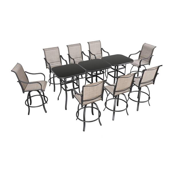 TOP HOME SPACE 11Piece Metal Square Bar Height Outdoor Bistro Set