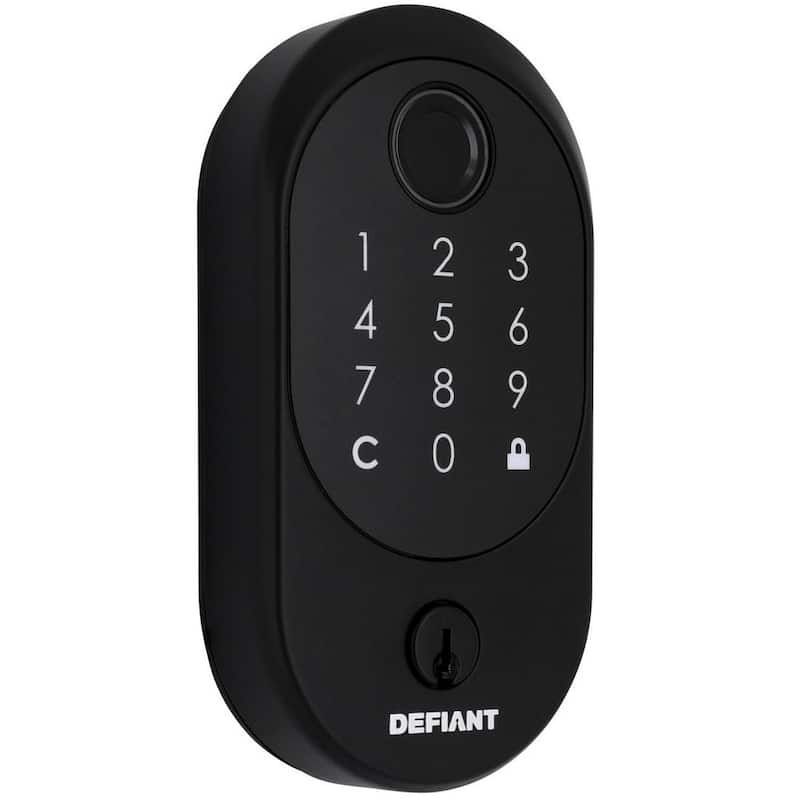 Hubspace Matte Black Round Biometric Fingerprint Electronic Touchpad Deadbolt