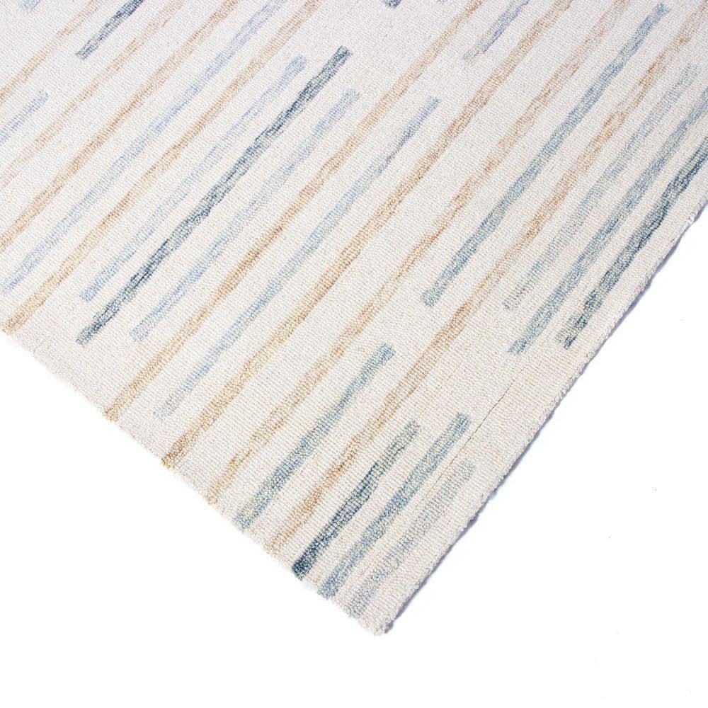 Ivory and Blue Hand-Tufted Wool Rectangular Area Rug