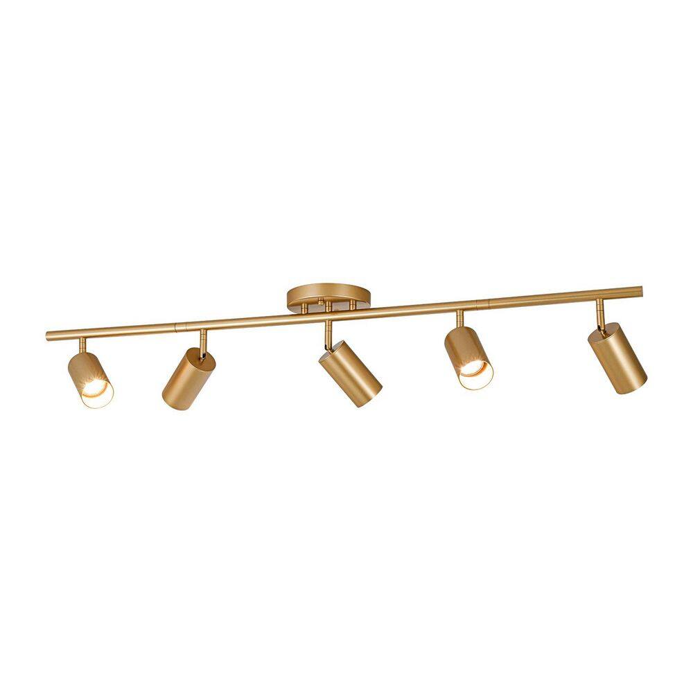 44 in. 5-Light Modern Gold Track Lighting Kit with Rotating Heads and Semi-Flush Mount price history on PriceWatchPro