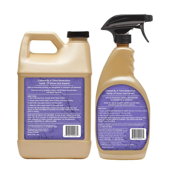 Granite Gold Polish Spray - Maintain Shine And Luster Of Natural Stone  Surfaces - 24 Ounces (Pack of 2)