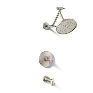 Paces Single Handle 3-Spray Tub and Shower Faucet 1.75 GPM in Vibrant Brushed Nickel (Valve Included)