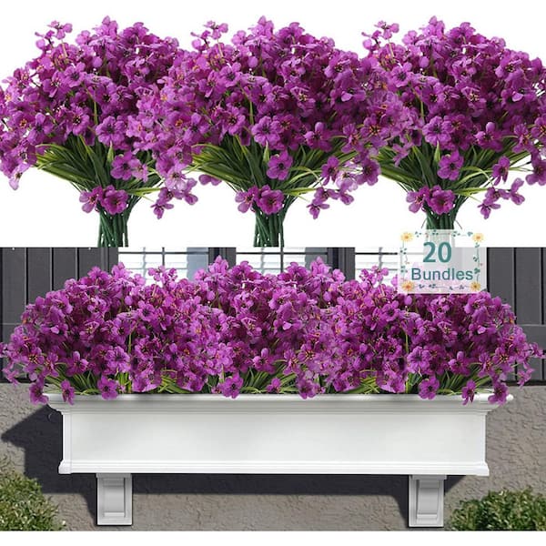 Afoxsos 13 in. H 20 Bundles UV Resistant Artificial Flowers for