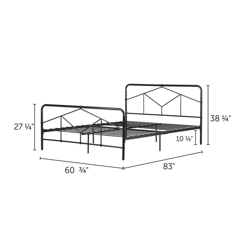 Sazena Queen Black Metal Geometric Platform Bed Frame