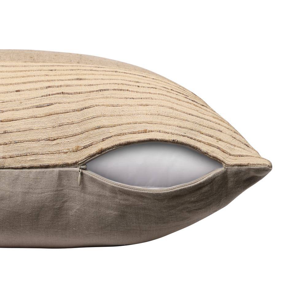 Marie 24" Beige Textured Silk Throw Pillow