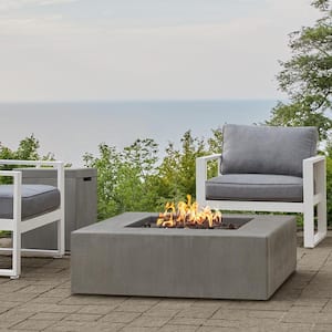 Matteau 40 in. Square Concrete Composite Propane Fire Table in Flint with Vinyl Cover