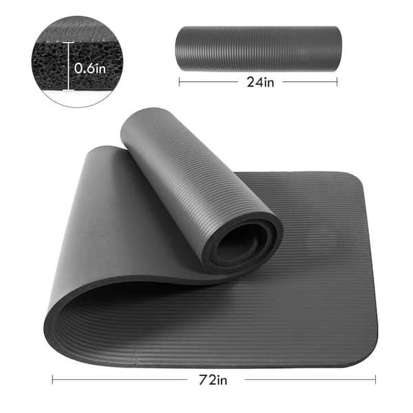 Pro Space Gray High Density Yoga Mat 72 in. L x 24 in. W x 0.6 in