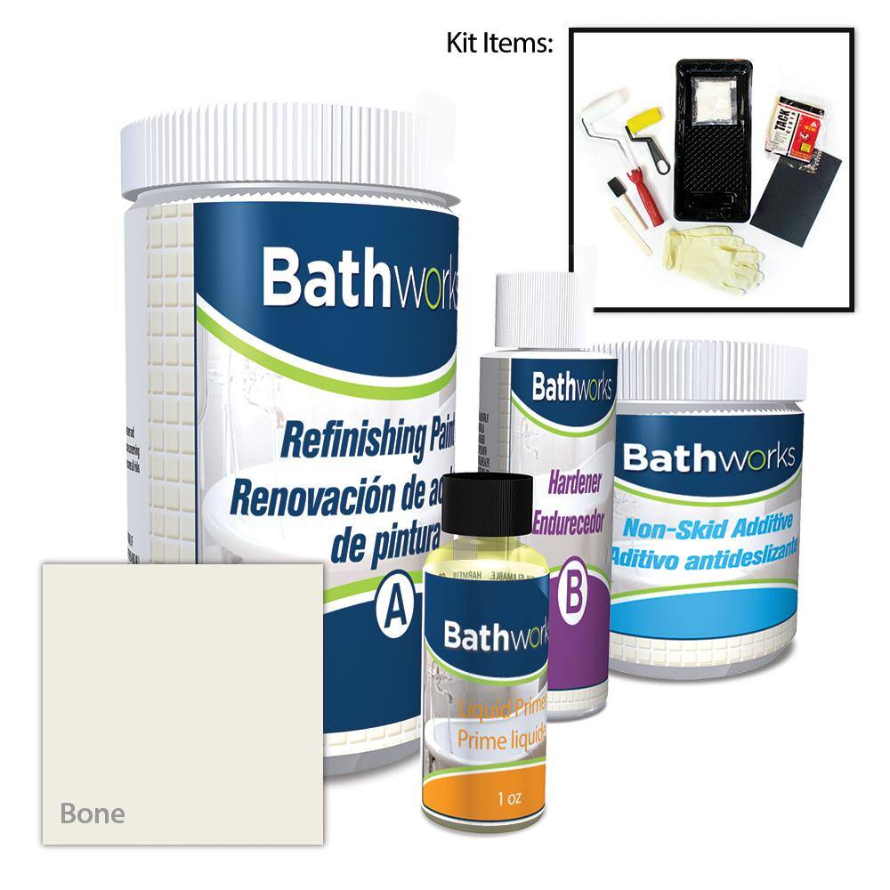 Bathworks 22 Oz Diy Bathtub Refinishing Kit With Slip Guard In Bone Bwns 09 The Home Depot