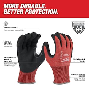 Small Red Nitrile Level 4 Cut Resistant Dipped Work Gloves