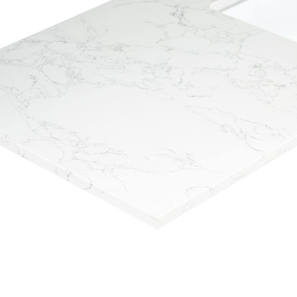 Ceres 73" Grain White Engineered Stone Double Vanity Top with Sinks