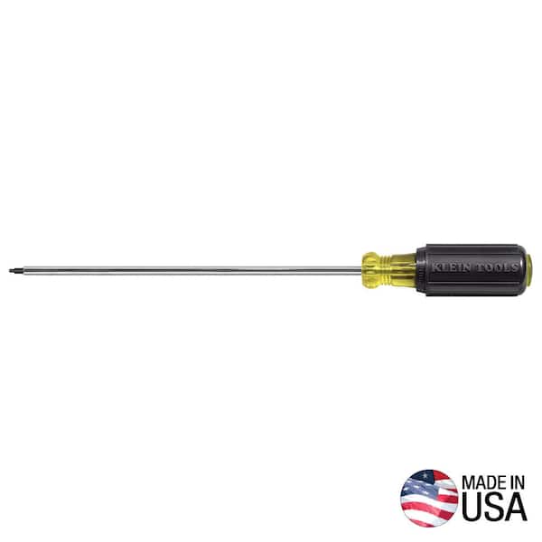 Klein Tools #1 Square-Recess Tip Screwdriver with 8 in. Round Shank- Cushion Grip Handle