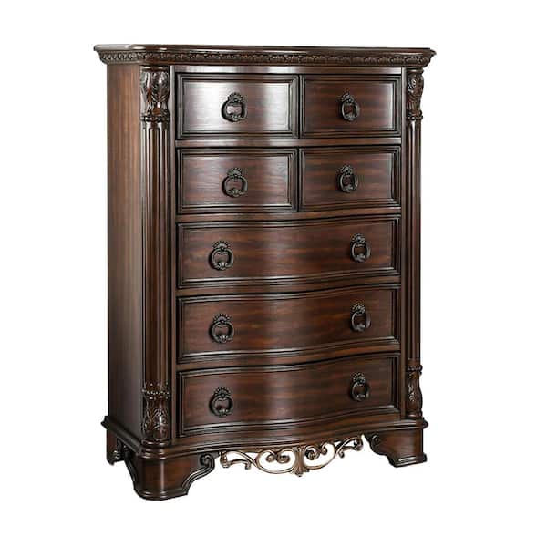 William's Home Furnishing Menodora Brown Cherry Transitional Style Chest of Drawers